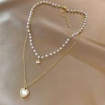 Love Pendant Double Collar Chain Necklace Photo 0