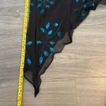 Cache  Y2K Black Blue 100% Silk Beaded Floral Halter Midi Dress Women's size XS Photo 11