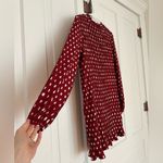 Love Riche  • Red Polka Dot Pleated Long Sleeve Dress • Size Small Photo 2