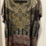 Boxy boho top with tiny metal stud trim Gray Size L Photo 0