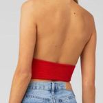 NWT Callahan Knitwear Mimi Ribbed Cropped Halter Tank Top in Red Size L Photo 7
