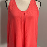 Greylin Silk Racerback Blouse Medium Coral Pleated Layered Lightweight Resortwear Chic Photo 0