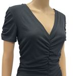 Aooksmery Black V Neck Cami Ruched Short Sleeve Formfit Mini Dress Womens Small Photo 4