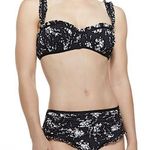 Michael Kors Collection Ruffle Floral Two-Piece Bikini Swimsuit Black White 12 Photo 0