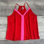 Main Strip Chiffon Colorblock Tank Top Womens Plus 3X Red Pink Feminine Flirty Photo 0