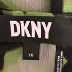 DKNY Women's Black Green Mesh Printed 3/4 Sleeve Tie Hem Blouse Top Size XS Photo 2