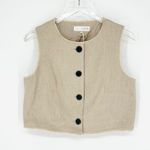 ZARA NWT Linen Blend Frayed Rustic Vest M Tan Photo 2