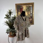 CAbi  Women’s Short Sleeve Floral Ruffle Peplum Blouse Top Size Small Multicolor Photo 1