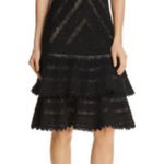 Alice + Olivia ‎ Azita Tiered Lace Fit-and-Flare Dress Size 0 Photo 0