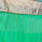 Chiffon tulle maxi long metallic thread Skirt tie back mirror detail green xxl Photo 1