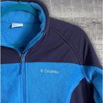 Columbia Full Zip Fleece Jacket Womens L Two Tone Blue Stand Collar Pockets Photo 2