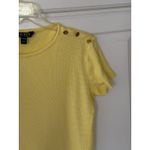 Ralph Lauren Lauren  Yellow Textured Knit Top Short Sleeve Button Shoulder PM M Photo 3