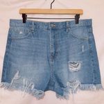 Celebrity Pink  Medium Wash Denim High Waisted Frayed Hem Cut Off Jean Shorts Photo 0