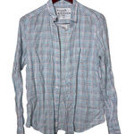 Frank & Eileen  Barry blue pink plaid Italian woven linen shirt sz L Photo 0