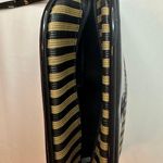 Designer Originals Vintage Fendi-Inspired Black/Tan Striped Neoprene Pequin Crossbody Purse Photo 7