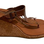 Ralph Lauren Lauren  Ayva Polo Tan Embossed Croc Wedge Sandals Womens Size 11 Photo 0