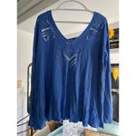 We The Free  Women's Blue Long Sleeve Thermal Top Size L Boho Chic Photo 2