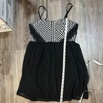 Material Girl Black and White Geometric Mini Dress Photo 9