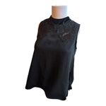ZARA BASIC Small Black Blouse Sleeveless beaded Lace Embroidery​ Photo 5