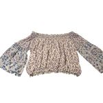 Free People  S Rose Valley Off Shoulder Top Purple Ditzy Floral Oversized Sleeve Photo 10