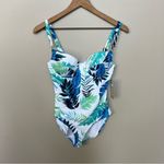 NWT Peyton and Parker One Piece Swimsuit White Blue Tropical Floral Size Small Photo 9