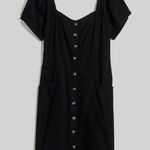 Madewell 💖 Linen Cotton Puff Sleeve Black Mini Dress Photo 1