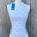 Adidas New  White and Green Racerback Bodysuit Smart Cotton He-She Size Small Photo 6