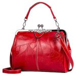 Elegant Red leather kiss lock Handbag . New! Photo 0