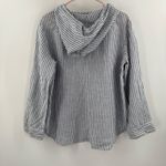 Tahari Blouse Small 100% Linen Blue Stripe Button Down Shirt Nautical Parisian Photo 1