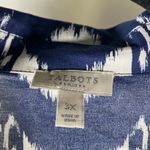 Talbots Plus 3X Blue White Print 100% Cotton Long Sleeve Button Down Shirt Photo 1