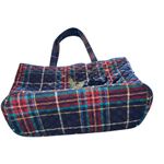 Vera Bradley  Velvet Scottie Dog Blue Red Quilt Plaid Tote Christmas Bag Holiday Photo 2