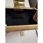 CARLO FELLINI Gold Embellished Satin Evening Clutch Chain Shoulder‎ Bag Photo 5