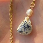 Handmade porcelain tea cup & freshwater pearl unique fun fairy antique style necklace🫖🍃🌀 Photo 3
