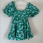 AMUR Martine Mini Dress floral Sz 6 sweetheart neck puff sleeve green Photo 7