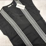 Athleta Linen Column Embroidery Black White Lux Kaftan Tunic Top Size XS NWT Photo 1