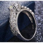 Boutique Platinum Plated S925 Silver Leaf Motif Engagement Ring Simulated Diamond, Sz 6 Photo 12