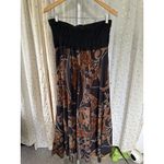 Kalaheo Hawaiian Tropical Stretch Strapless Smocked Back Brown Midi Dress XL Black Photo 2