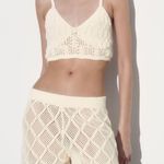 ZARA NWT! Cream Chenille Crochet Bralette & Shorts Set Photo 3