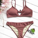 Cupshe Burnt Red Ribbed Cut Out Bikini Set Photo 2