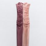 ZARA dress maxi midi corset fitted bodycon mauve beige wedding party cocktail Photo 9
