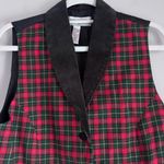 Karen Scott Vintage 90’s Holiday Multi-Colored Collar Button Front Plaid Vest Photo 1