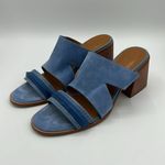 H by Halston  Blue Suede Chunky Heel Sandals Size 8.5 B34 Photo 1