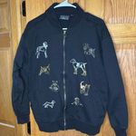Vintage Mureli Animal Cat Dog Embroidered 90s Long Sleeve Black Retro Jacket Lg Photo 0
