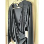 Nine West NWT  Womens XXL Blue Ribbed Texture Wrap Long Sleeve Top New With Tags Photo 1