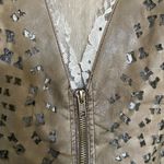 Cristina women’s metallic goldish brown faux leather lace zip front vest medium Photo 2
