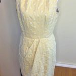 The Limited  women's sleeveless sheath dress w tulip hem size 8 yellow geometric Photo 0