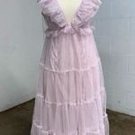 For Love & Lemons Glinda Sparkly shimmery coquette tiered ruffle pink maxi dress Photo 2