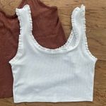 American Eagle 2  Women’s Cropped Tank Tops Size Small / White and Rust Photo 1