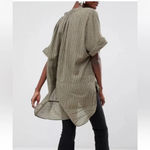 Free People For Keeps Striped Linen loose Tunic Relaxed Top Shirt button down Photo 7