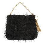 Badgley Mischka  Feather black with gold hardware evening handbag Photo 5